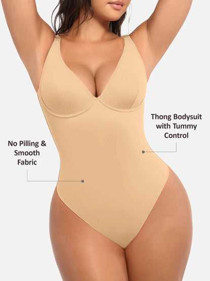 Willluxe V Neck Tummy Control Bodysuit