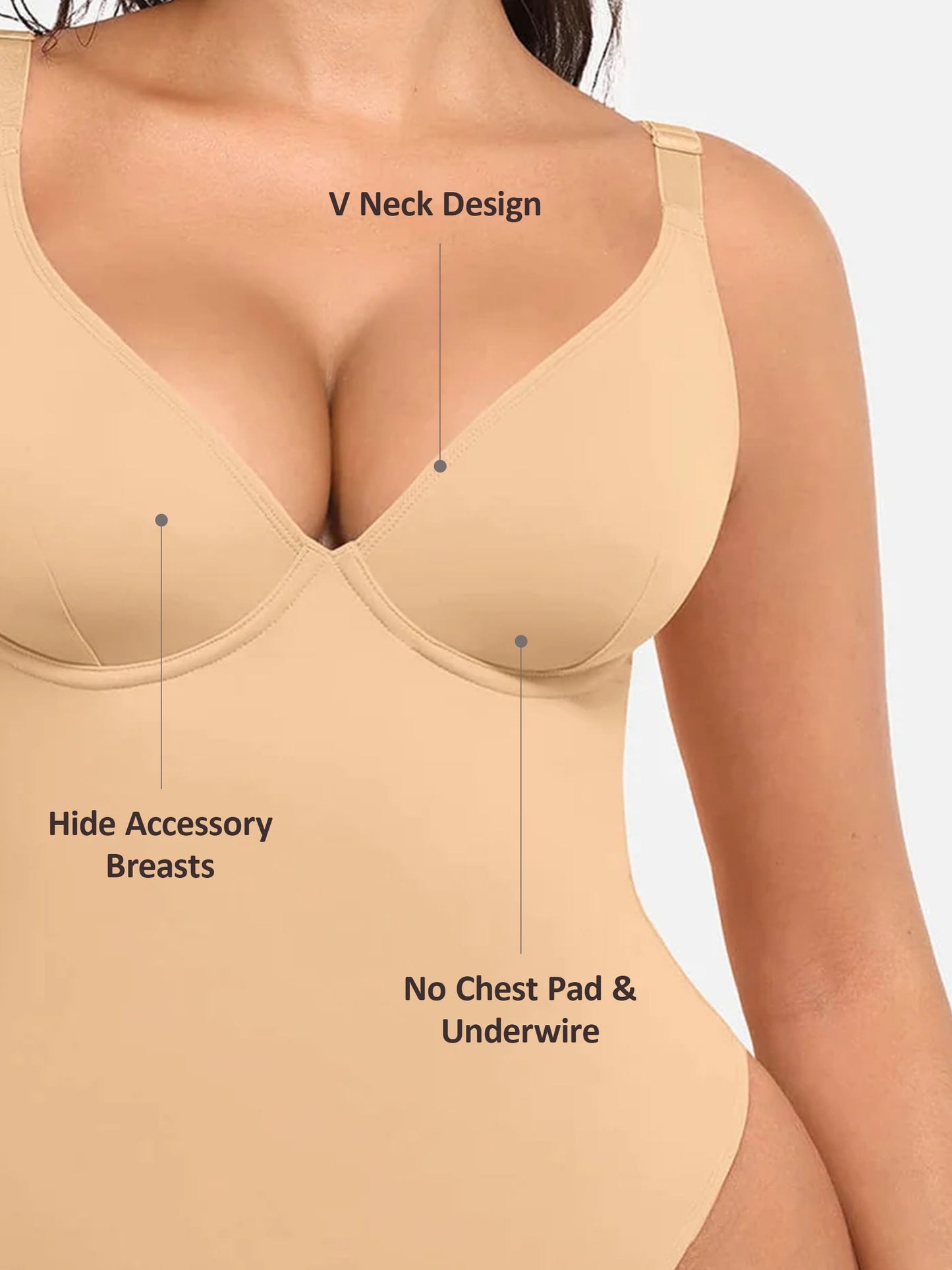 Willluxe V Neck Tummy Control Bodysuit