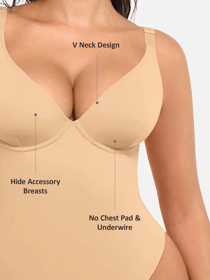 Willluxe V Neck Tummy Control Bodysuit