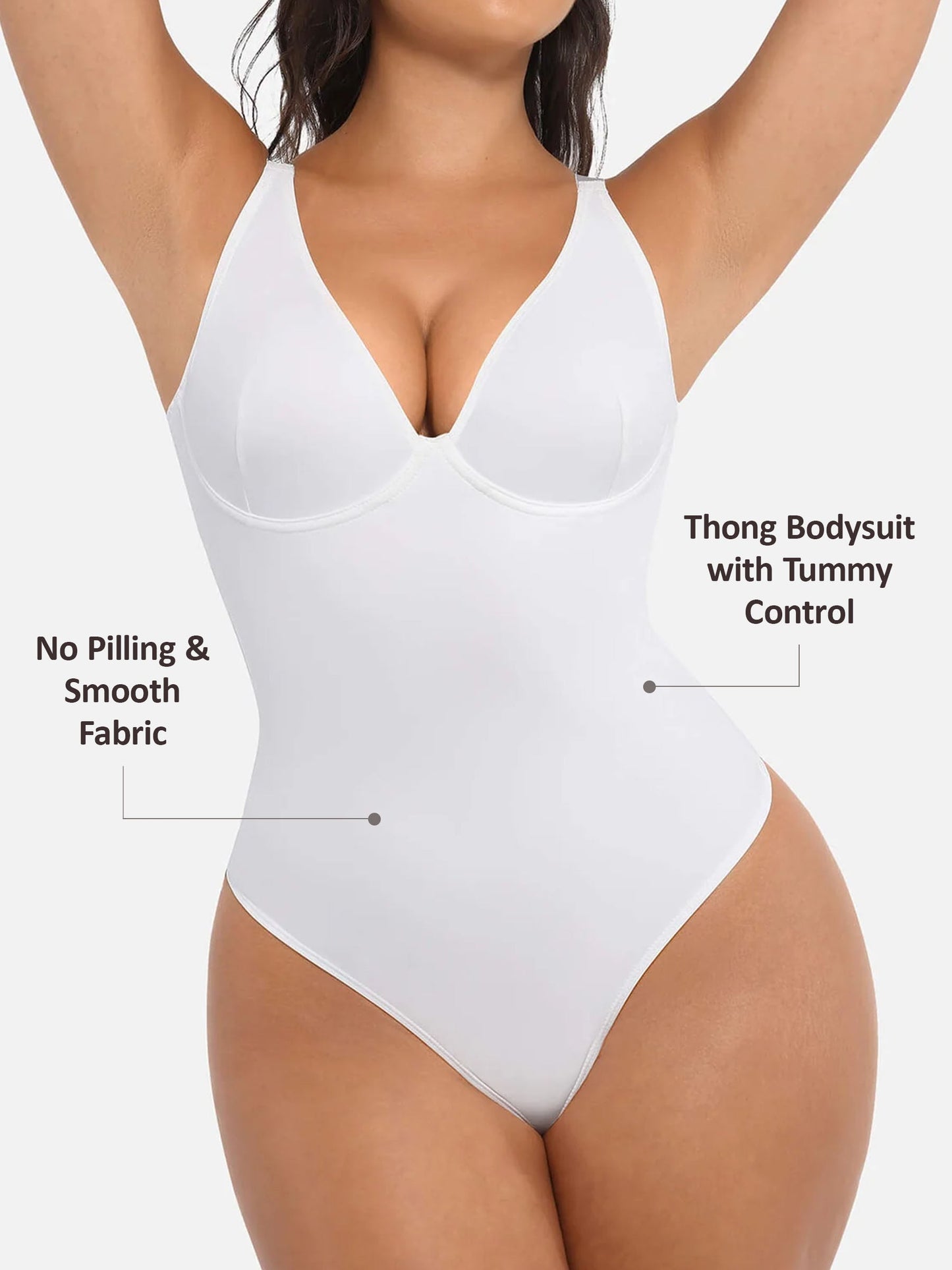 Willluxe V Neck Tummy Control Thong Shapewear