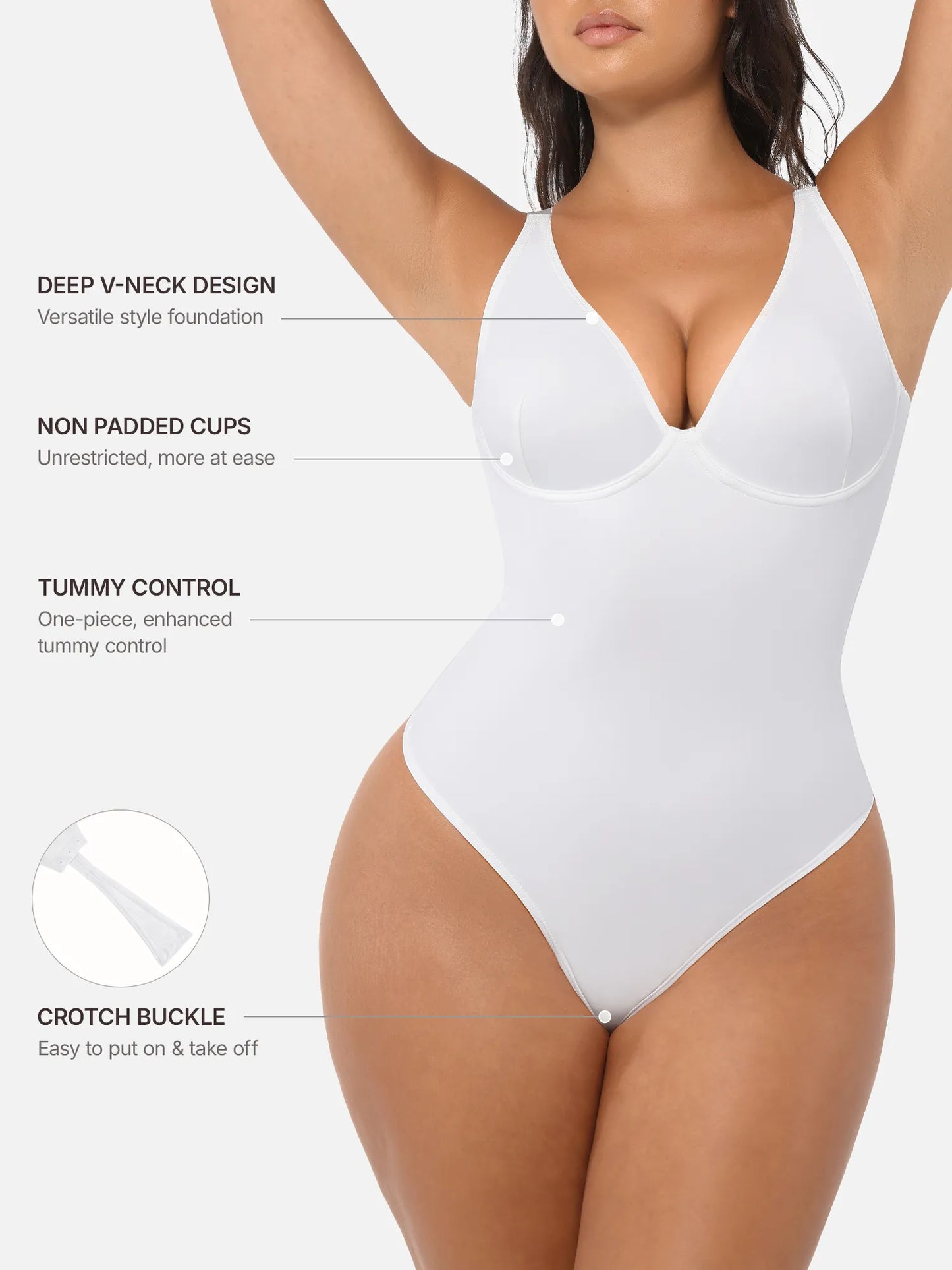 Willluxe Deep V Neck Tummy Control Shapewear Bodysuit [BOGO]