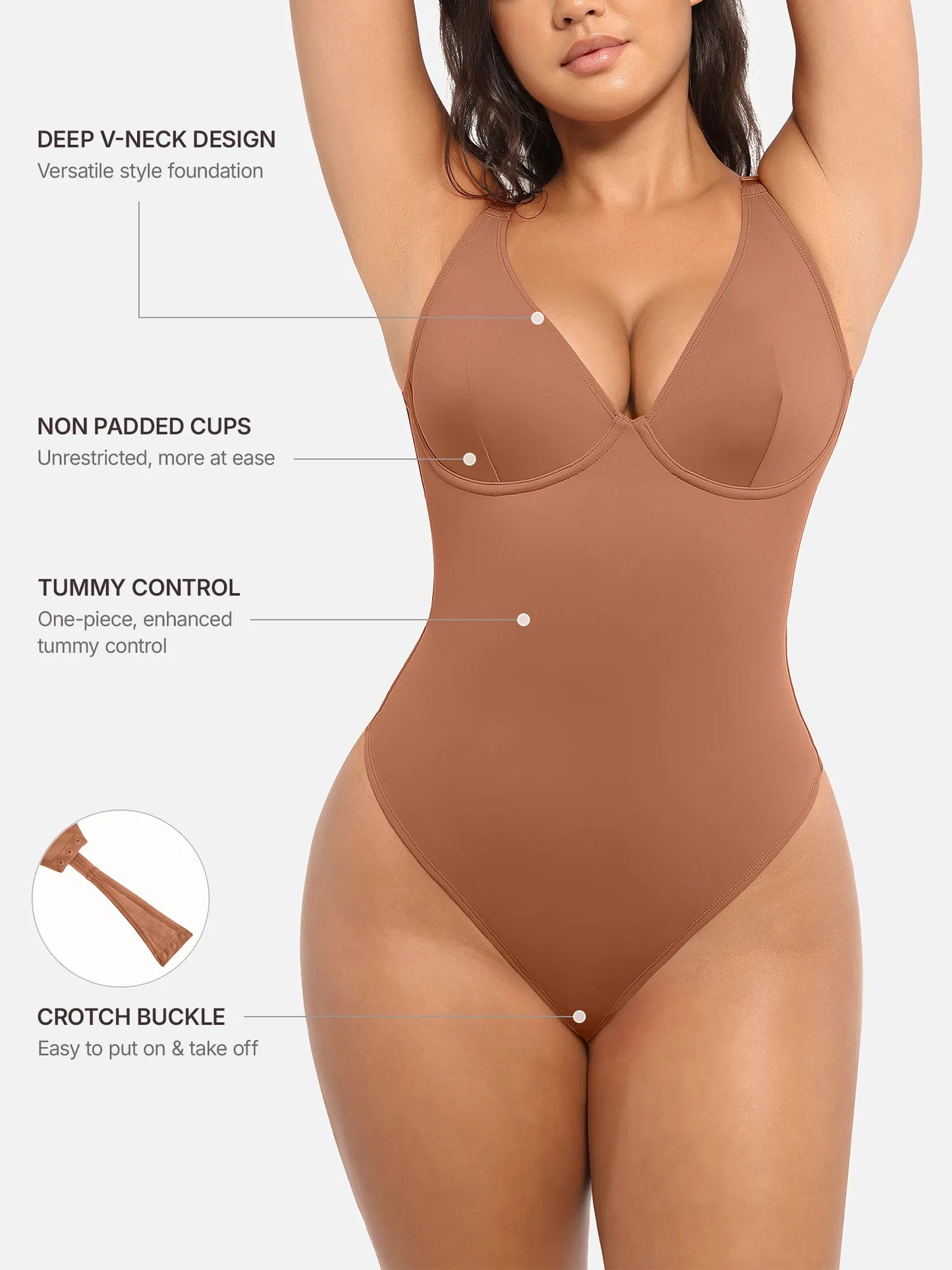 Willluxe Deep V Neck Tummy Control Shapewear Bodysuit [BOGO]