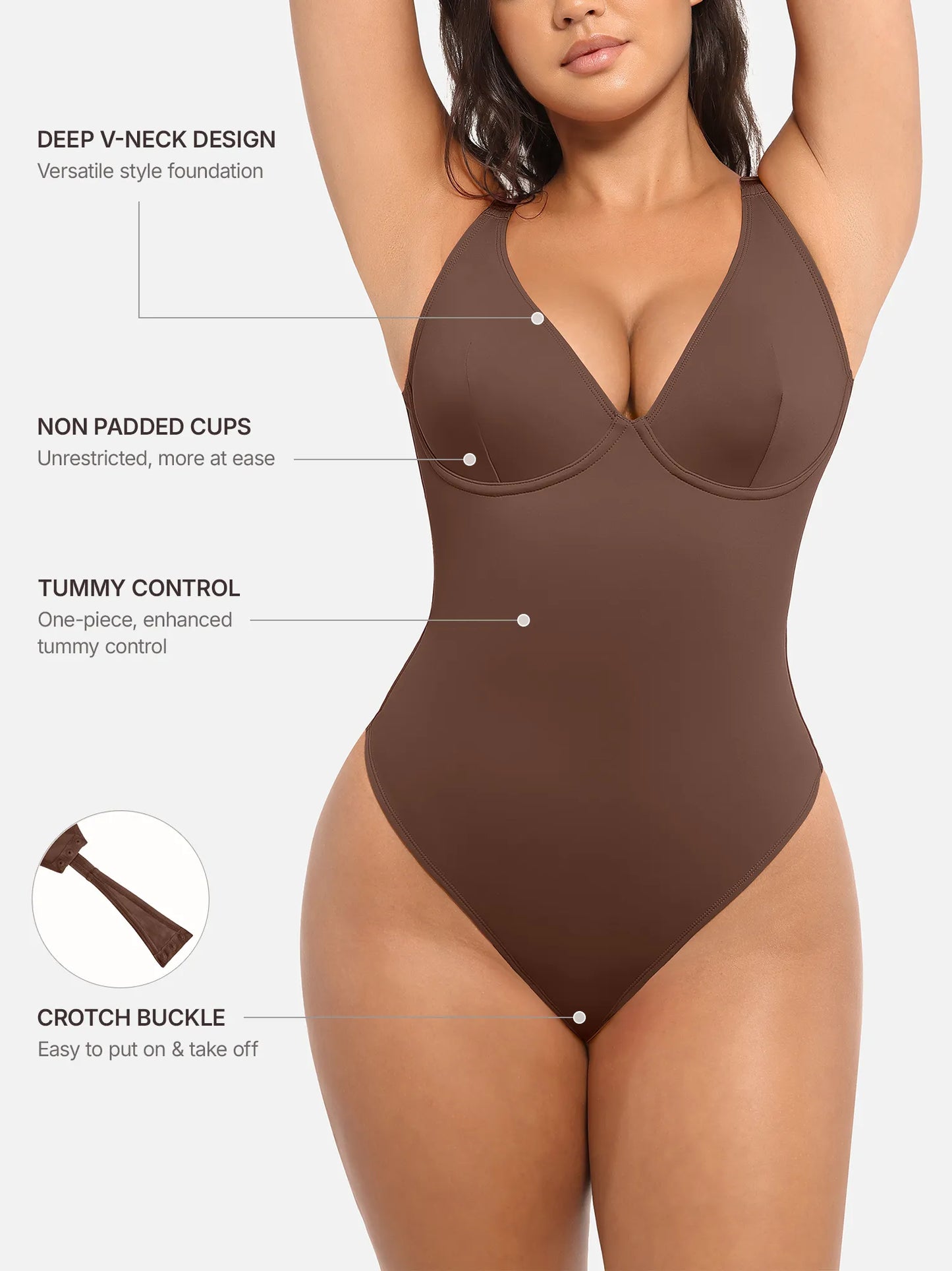 Willluxe Deep V Neck Tummy Control Shapewear Bodysuit [BOGO]