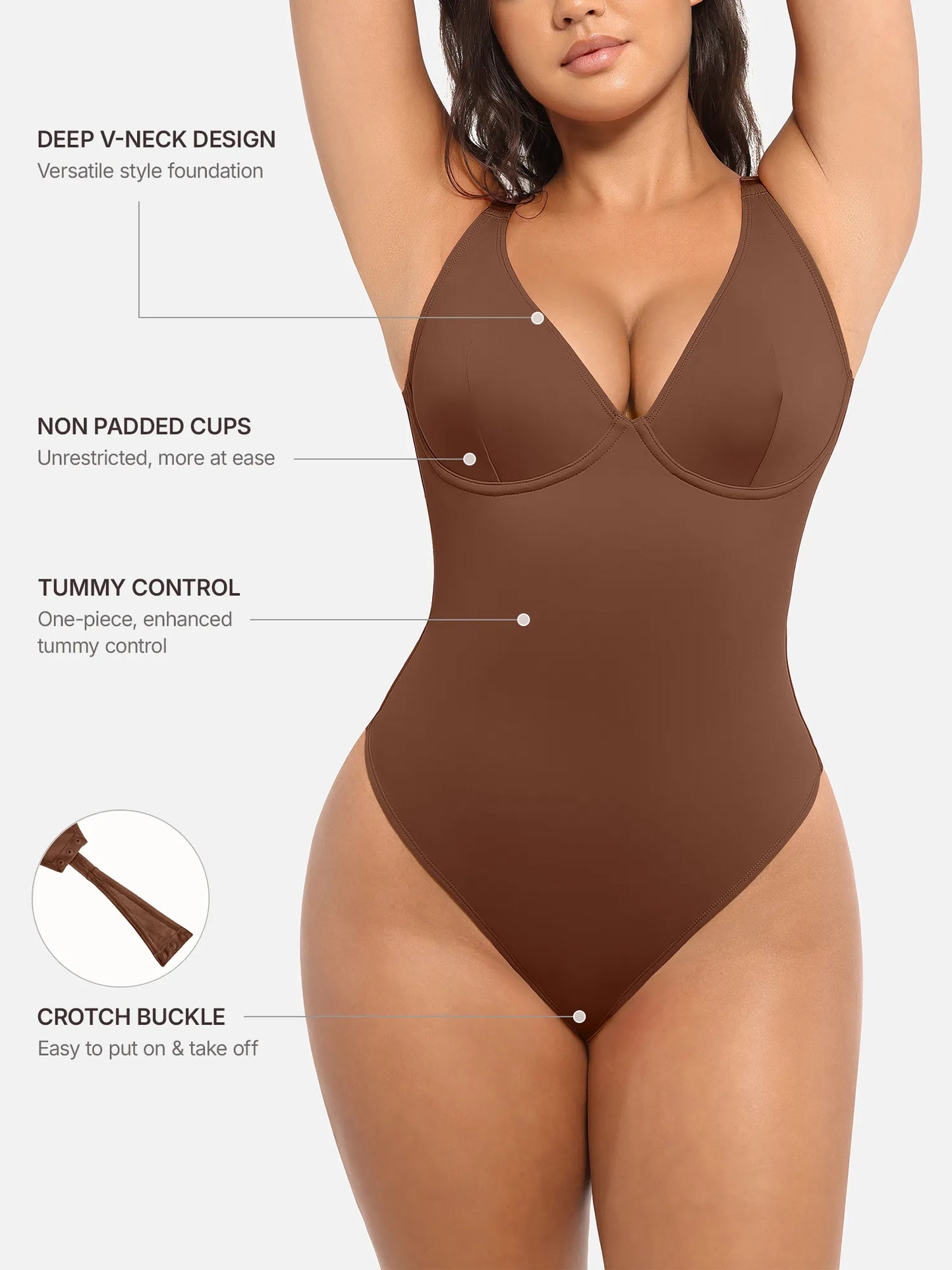 Willluxe Deep V Neck Tummy Control Shapewear Bodysuit [BOGO]