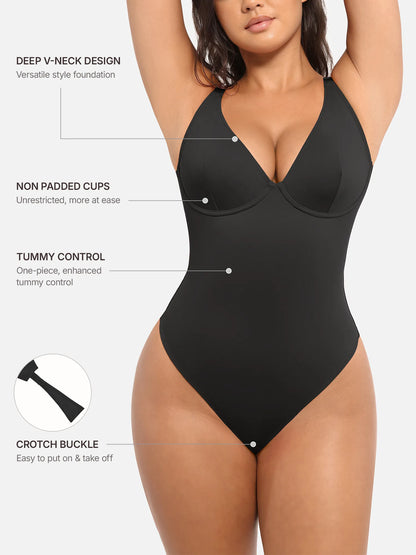 Willluxe Deep V Neck Tummy Control Shapewear Bodysuit [BOGO]
