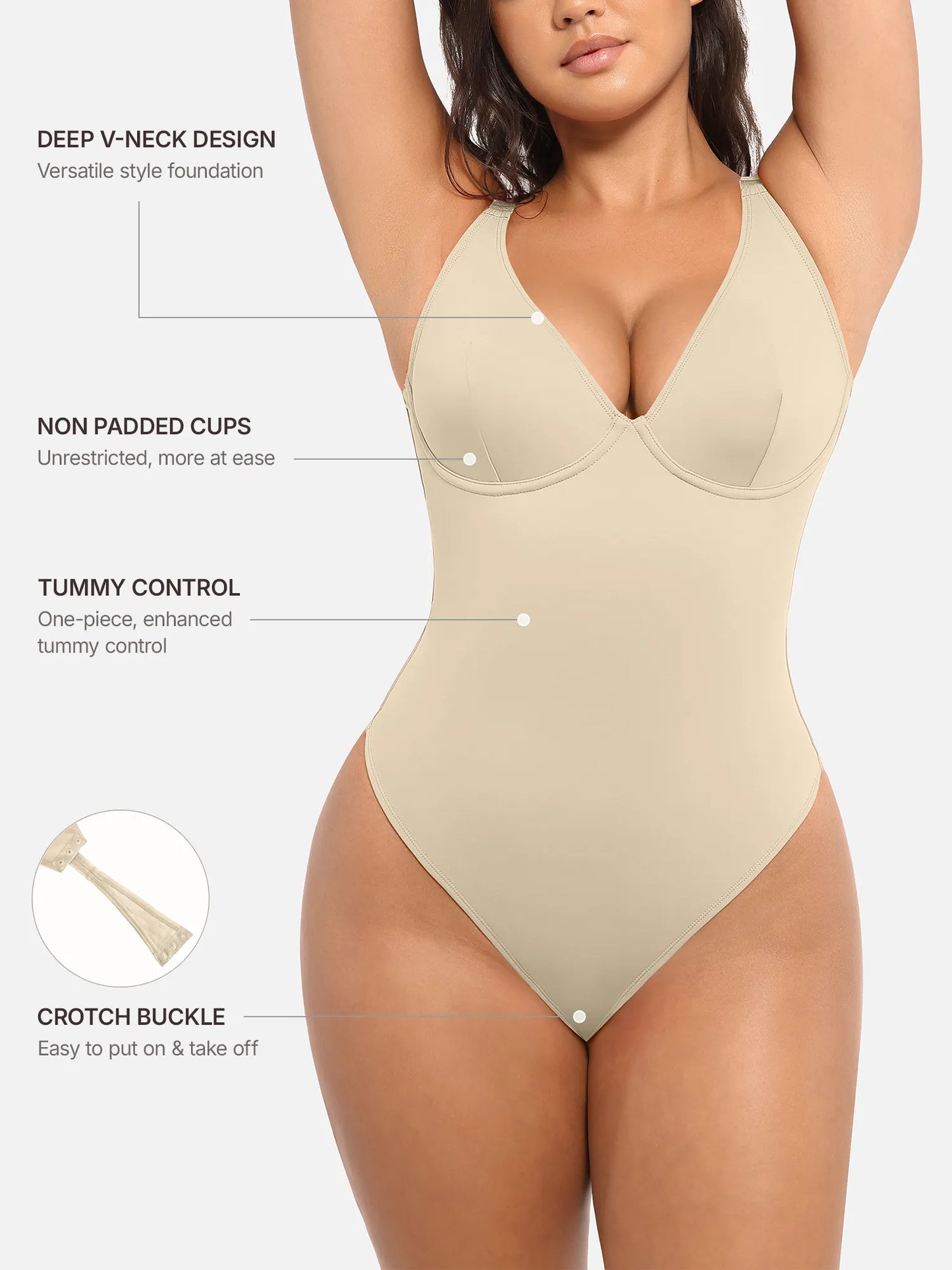 Willluxe Deep V Neck Tummy Control Shapewear Bodysuit [BOGO]