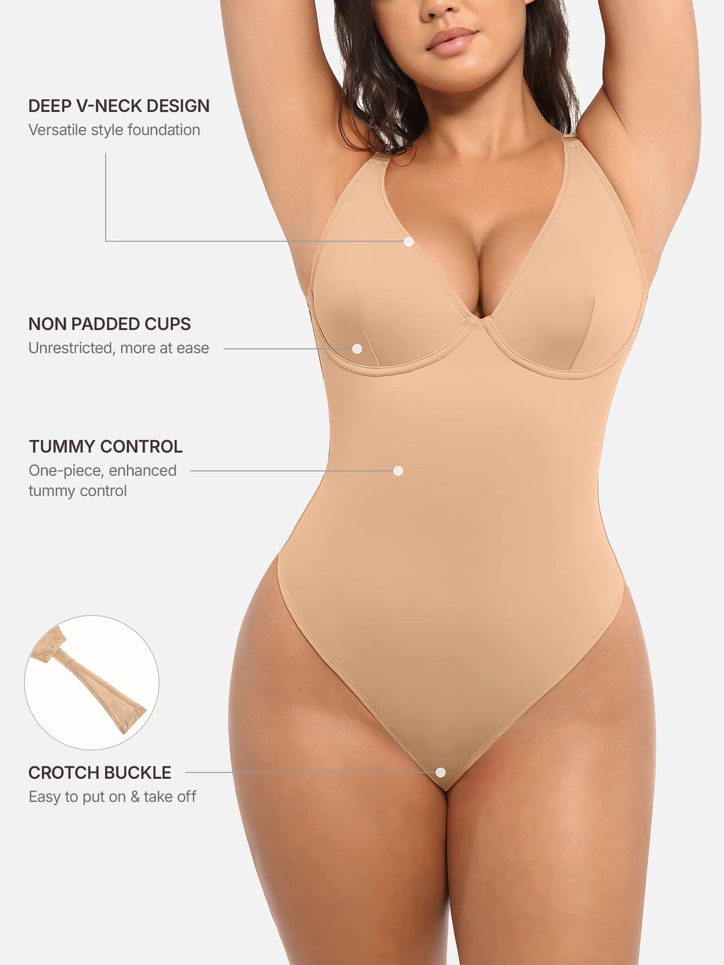 Willluxe Deep V Neck Tummy Control Shapewear Bodysuit [BOGO]