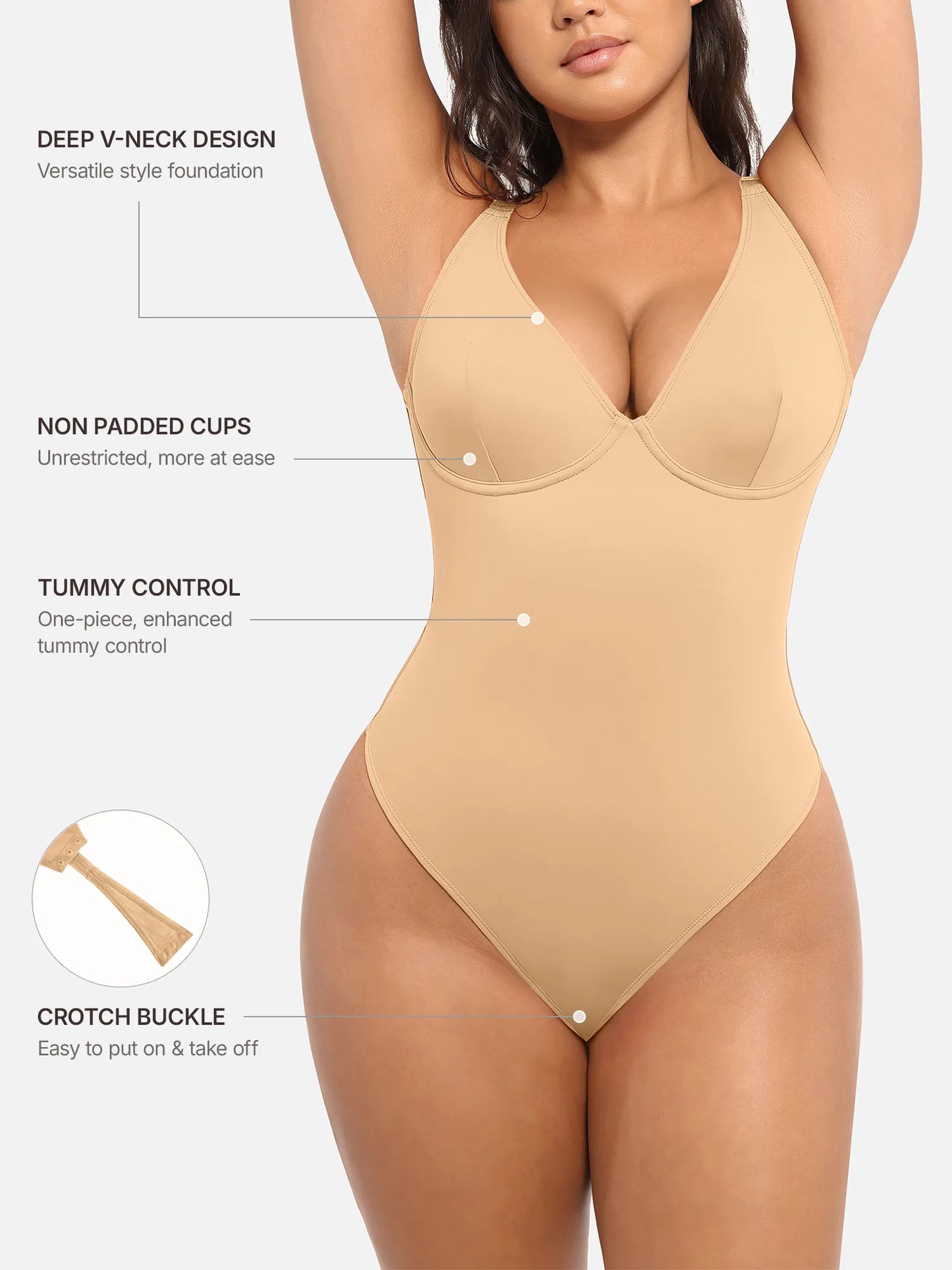 Willluxe Deep V Neck Tummy Control Shapewear Bodysuit [BOGO]