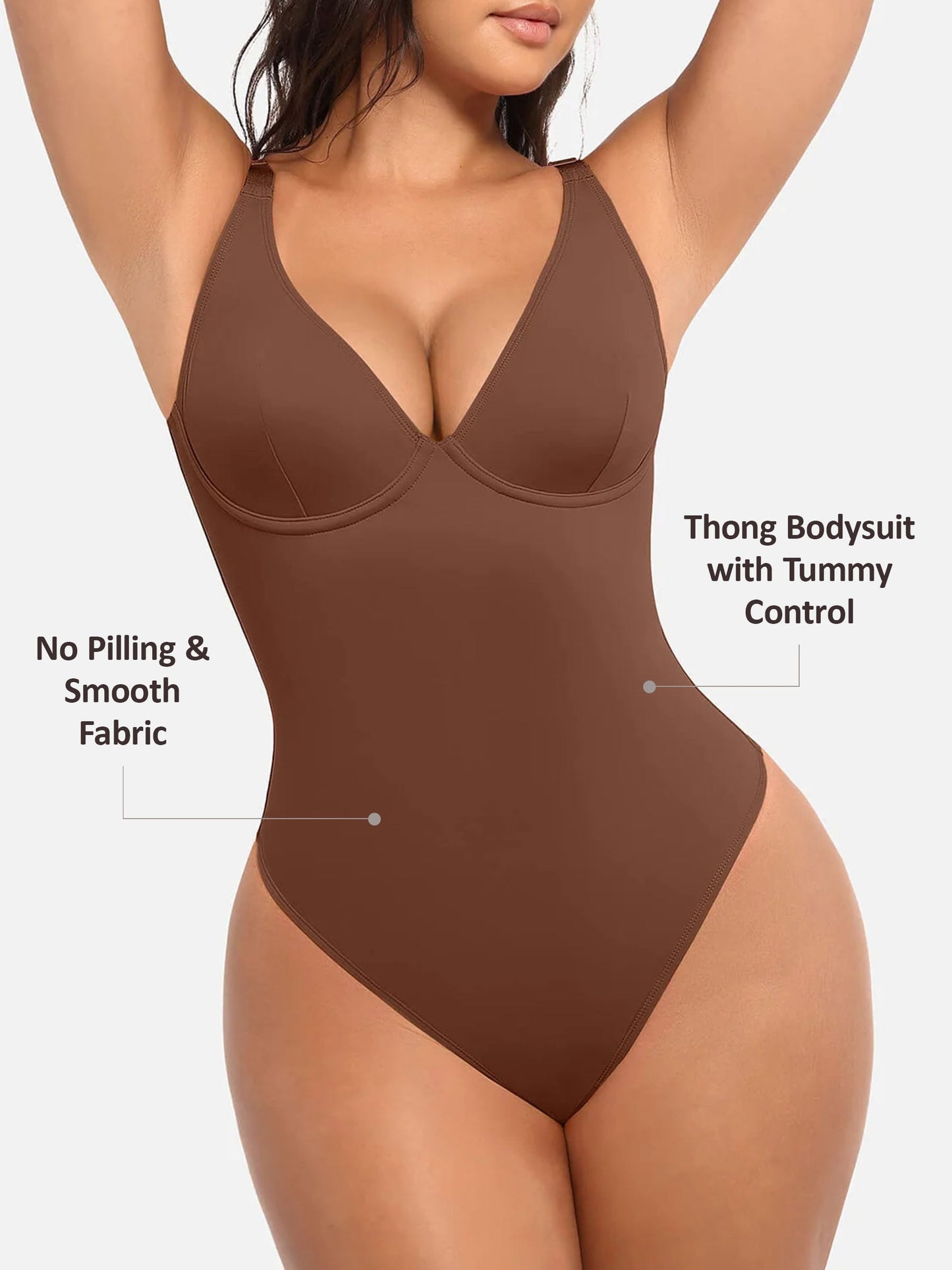 Willluxe V Neck Tummy Control Shaping Bodysuit