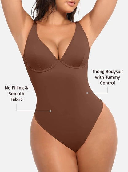 Willluxe V Neck Tummy Control Bodysuit