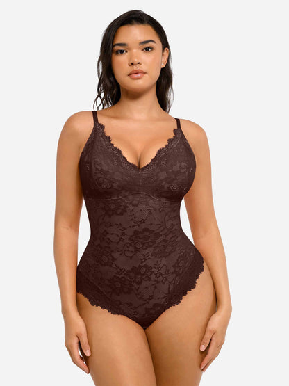 Willluxe Lace V Neck Full Bodysuit