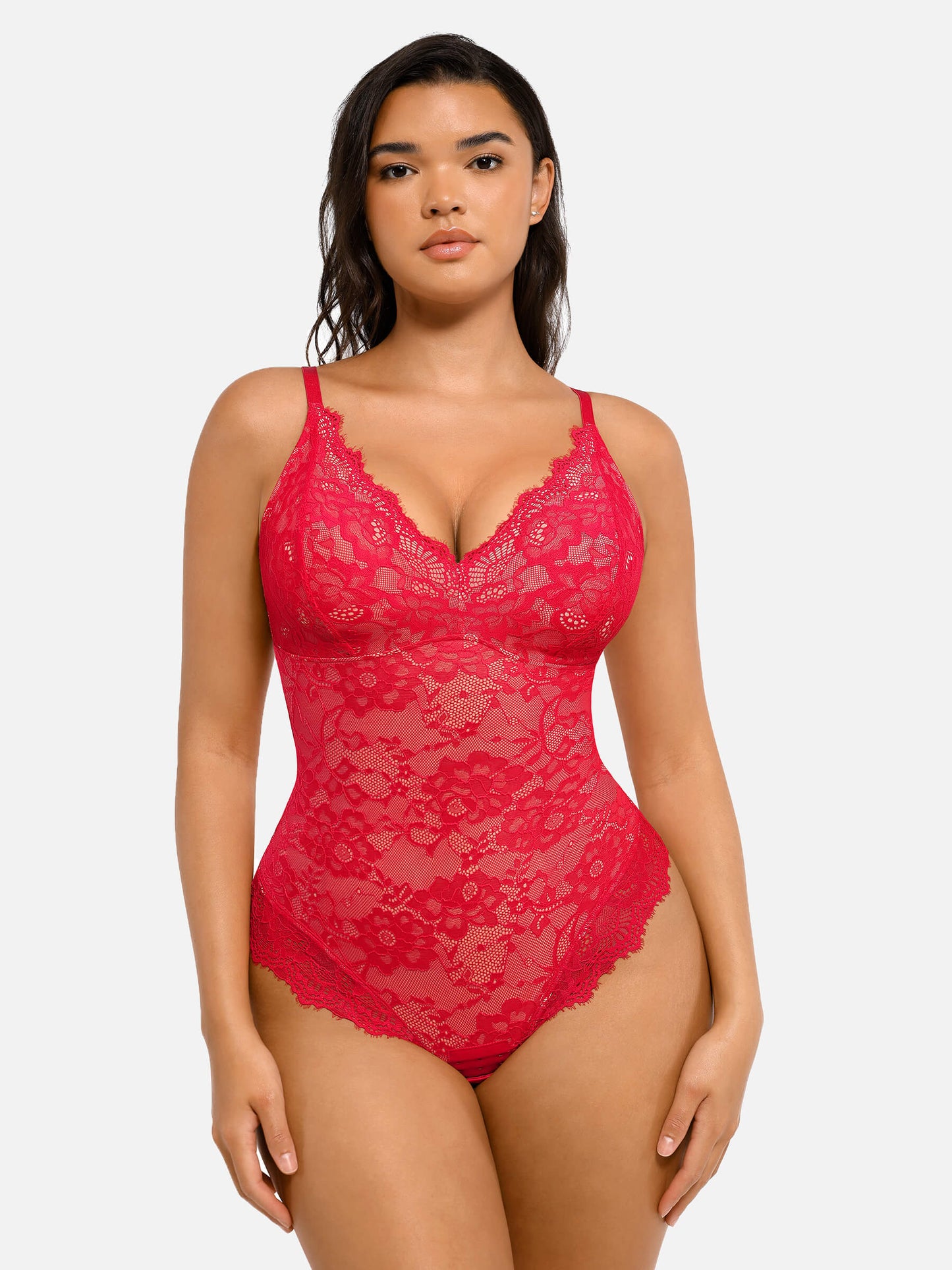 Willluxe Lace V Neck Full Bodysuit