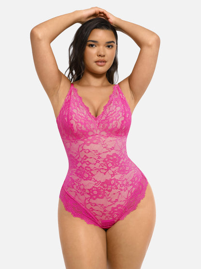 Willluxe Lace V Neck Full Bodysuit