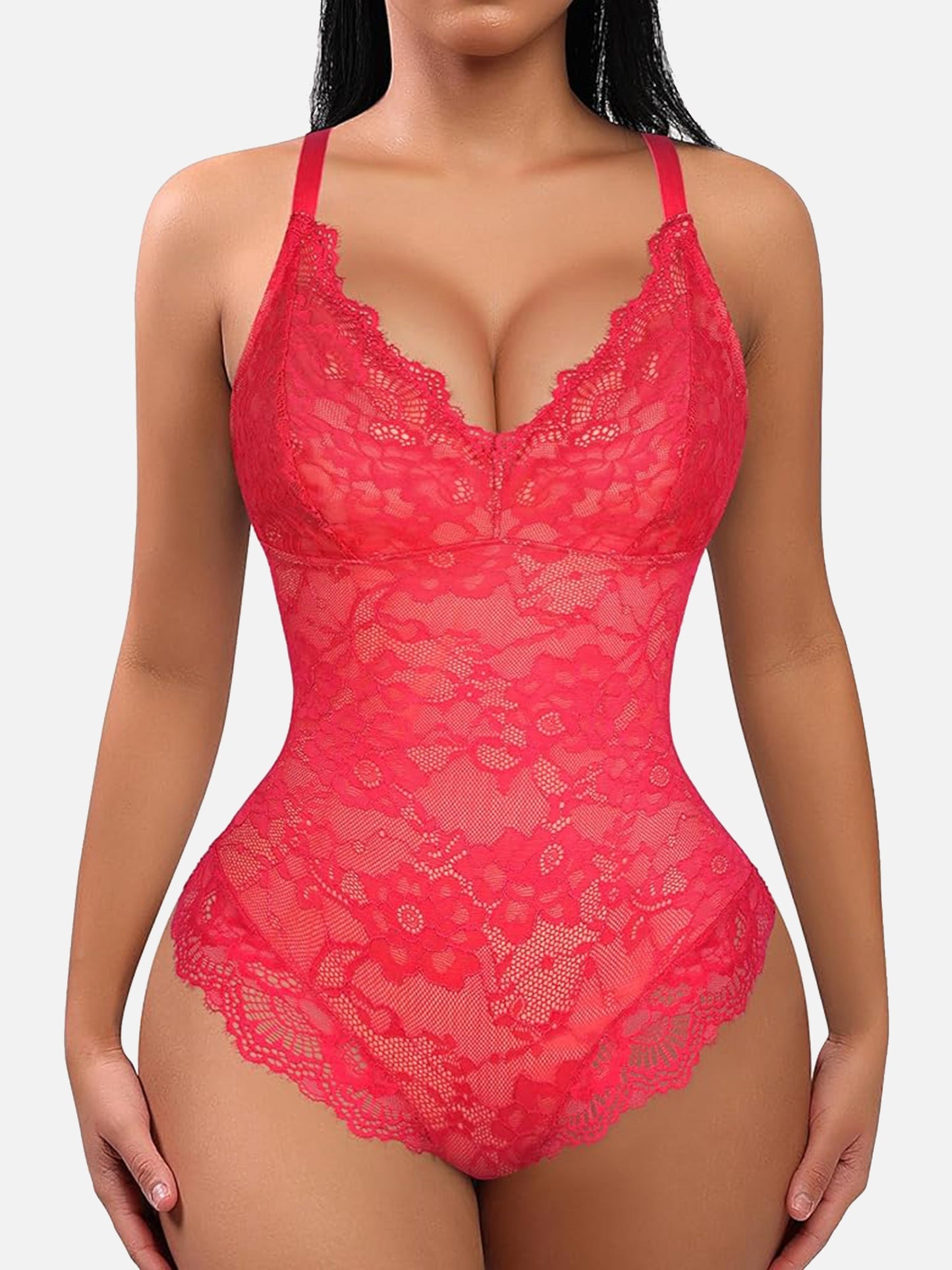 Willluxe Lace V Neck Full Bodysuit Underwear [BOGO]