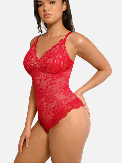 Willluxe Lace V Neck Full Bodysuit Underwear