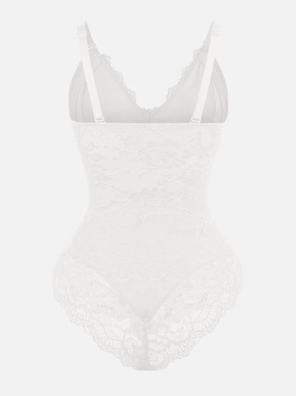 Willluxe Lace V Neck Full Thong Bodysuit