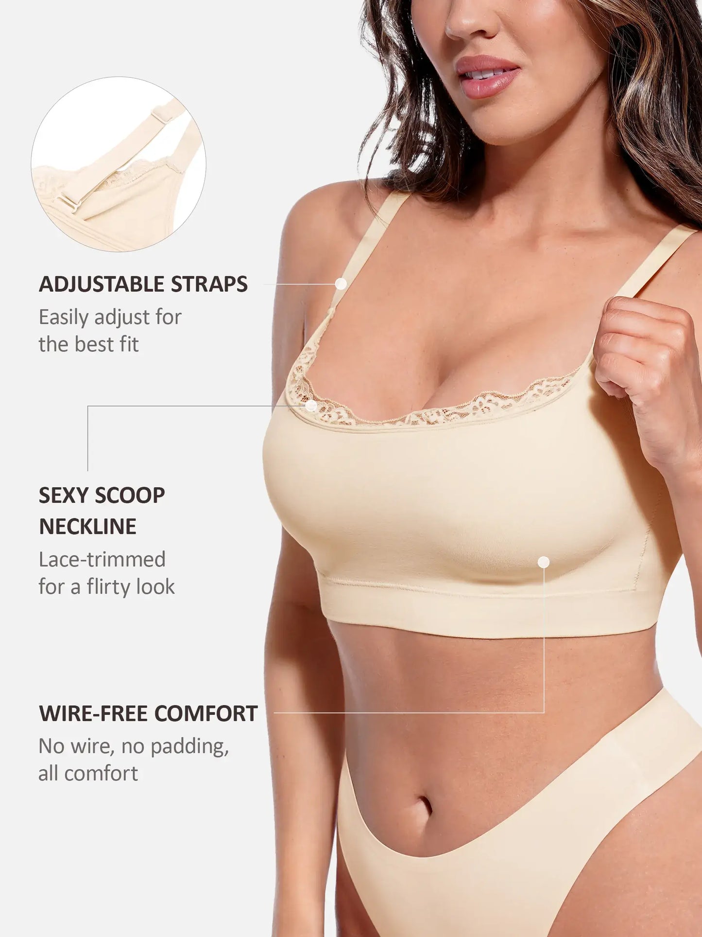 Willluxe No Underwire Seamless Lace Everyday Bra