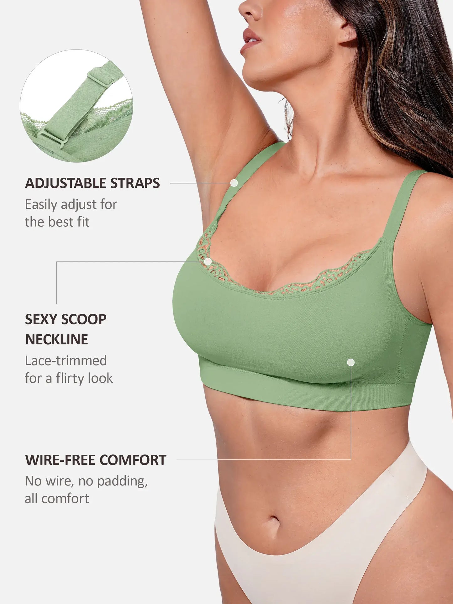 Willluxe No Underwire Seamless Lace Everyday Bra