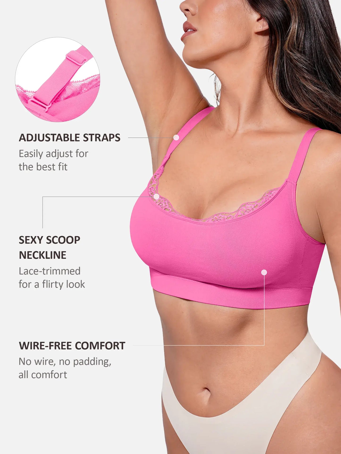 Willluxe No Underwire Seamless Lace Everyday Bra