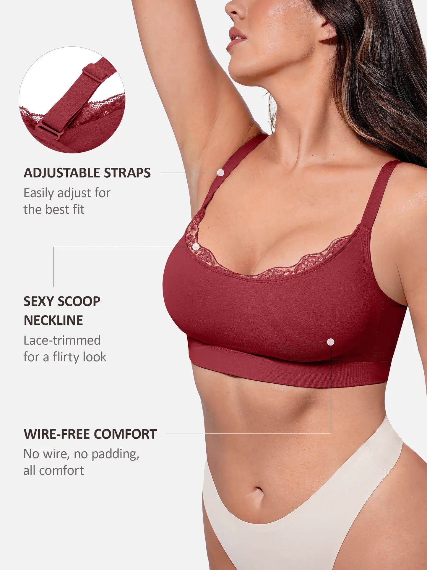 Willluxe No Underwire Seamless Lace Everyday Bra
