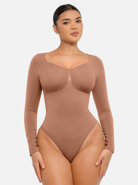 Willluxe Seamless Long Sleeve Tummy Control Thong Bodysuit