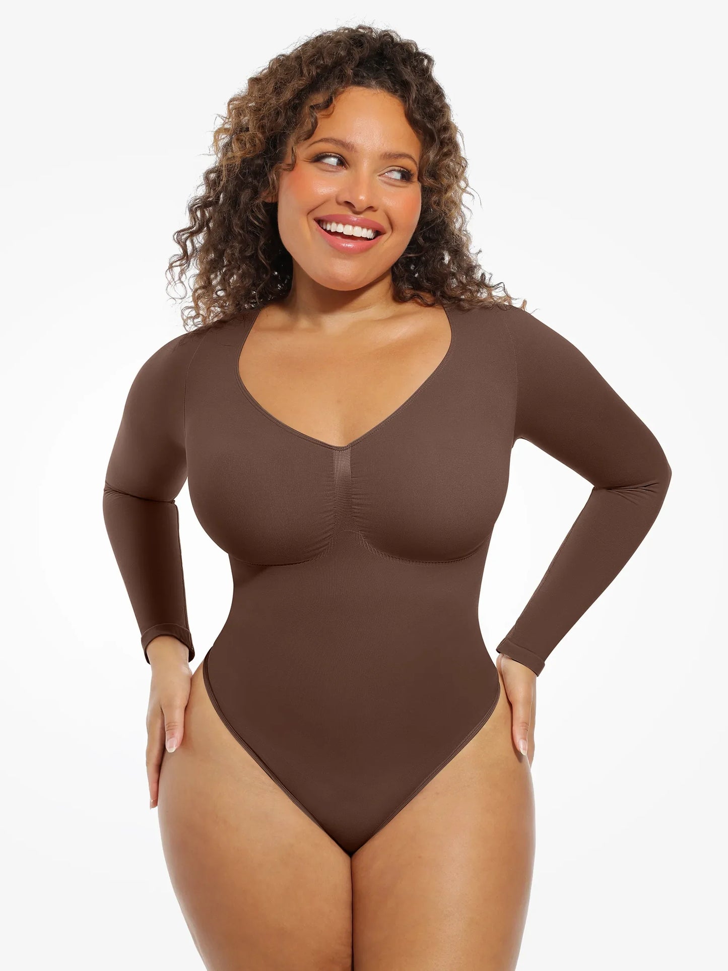 Willluxe Seamless Supportive Long Sleeve Tummy Control Bodysuit