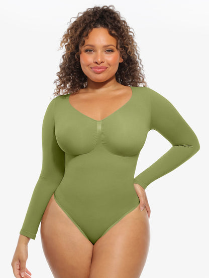 Willluxe Seamless Supportive Long Sleeve Tummy Control Bodysuit