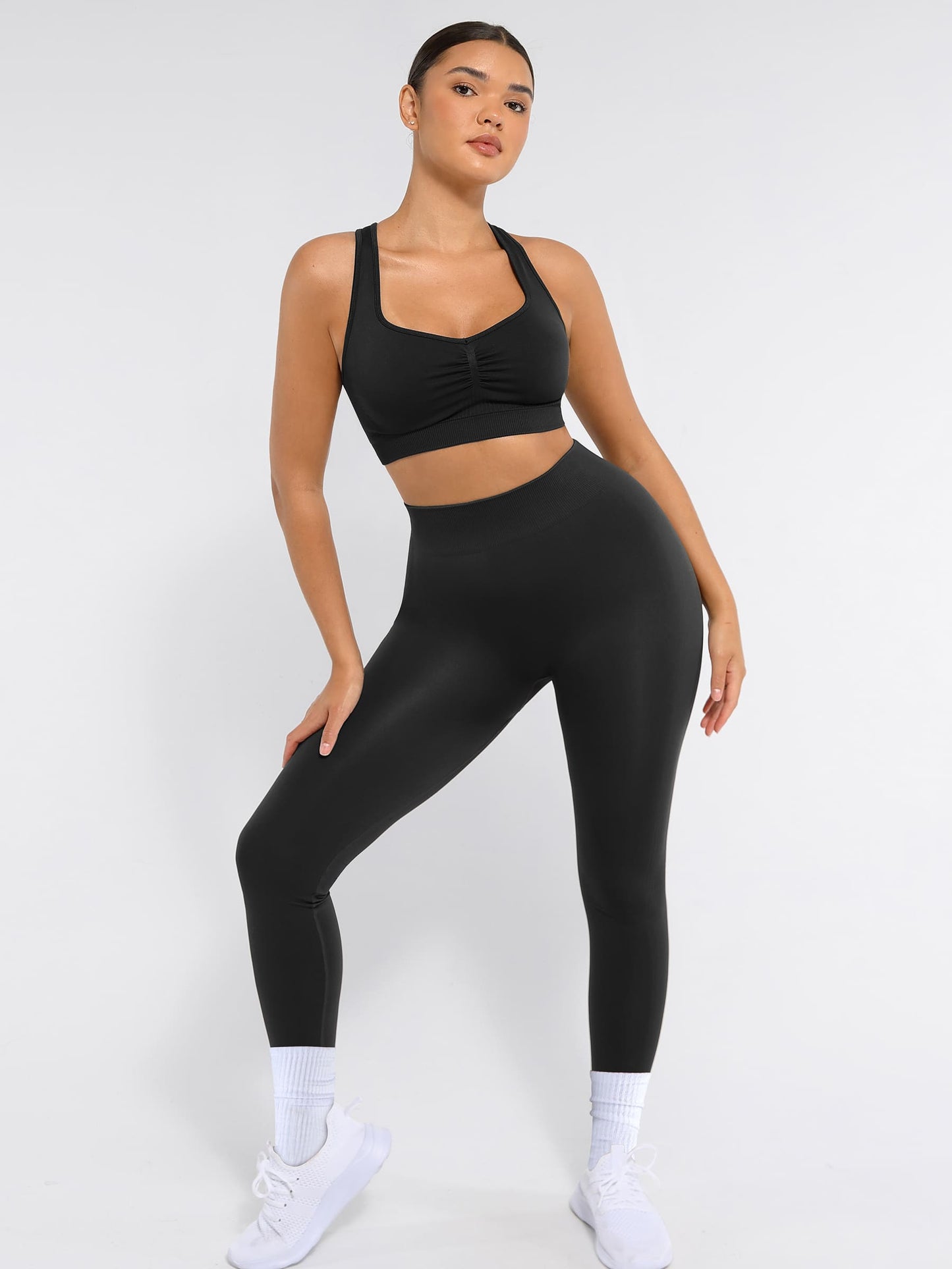 Willluxe Seamless Racerback Sports Bra with Removable Pads and Support Fit