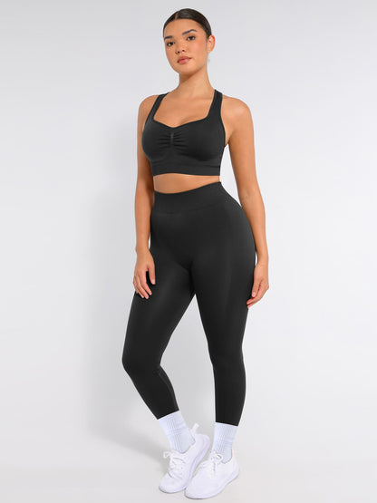 Willluxe Seamless Racerback Sports Bra with Removable Pads and Support Fit