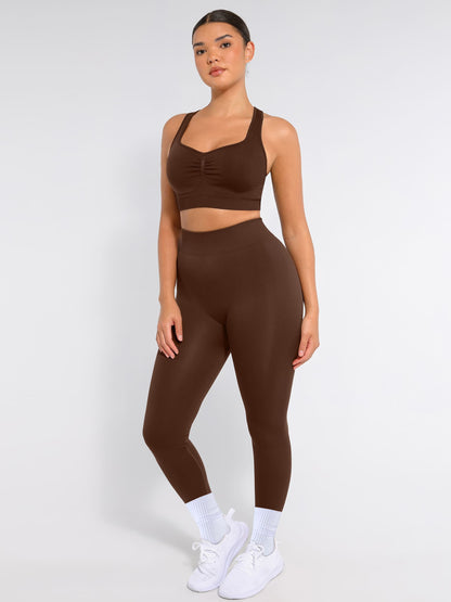 Willluxe Seamless Racerback Sports Bra with Removable Pads and Support Fit