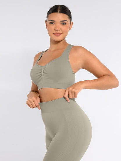 Willluxe Seamless Racerback Sports Bra with Removable Pads and Support Fit