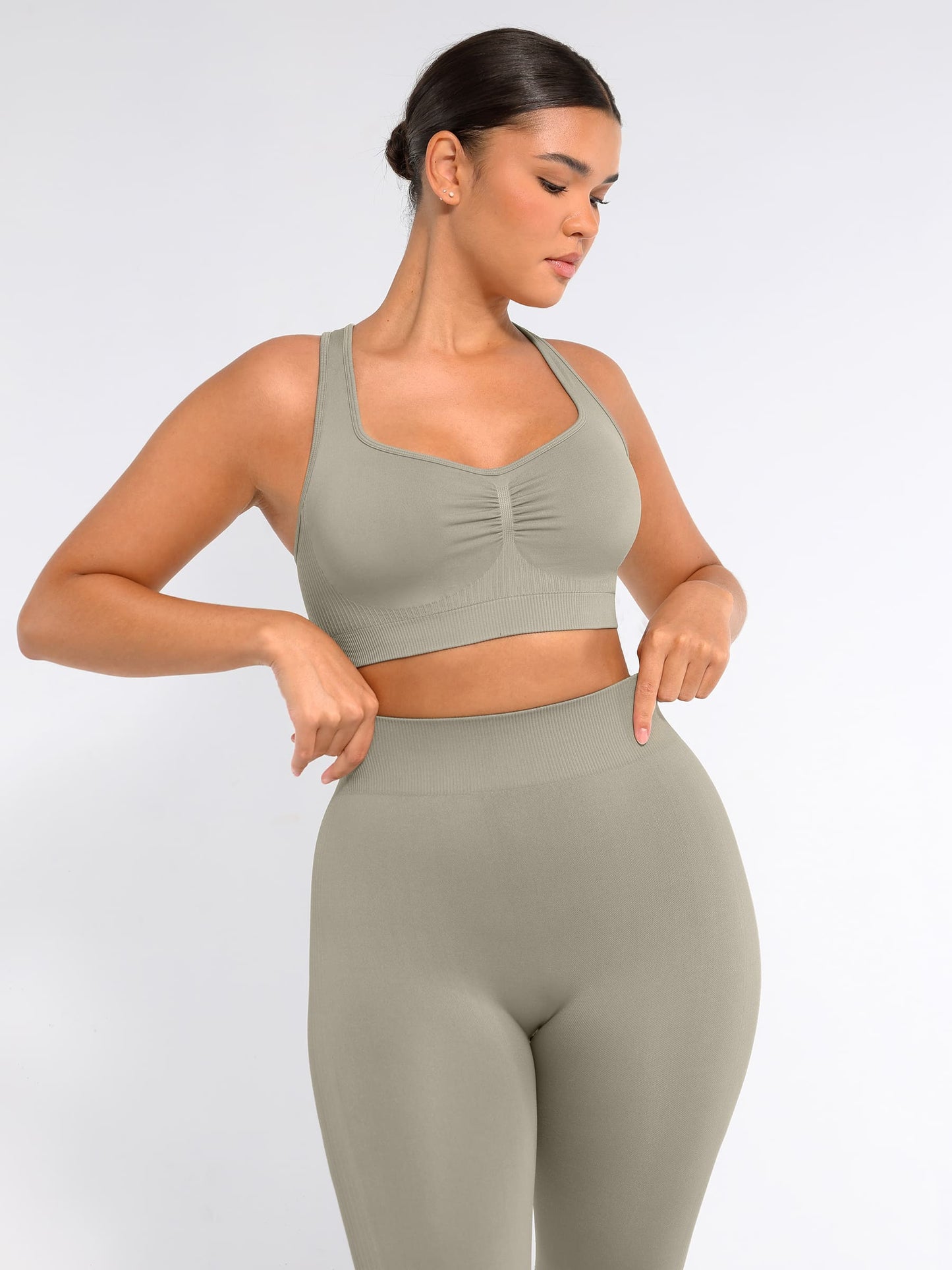 Willluxe Seamless Racerback Sports Bra with Removable Pads and Support Fit