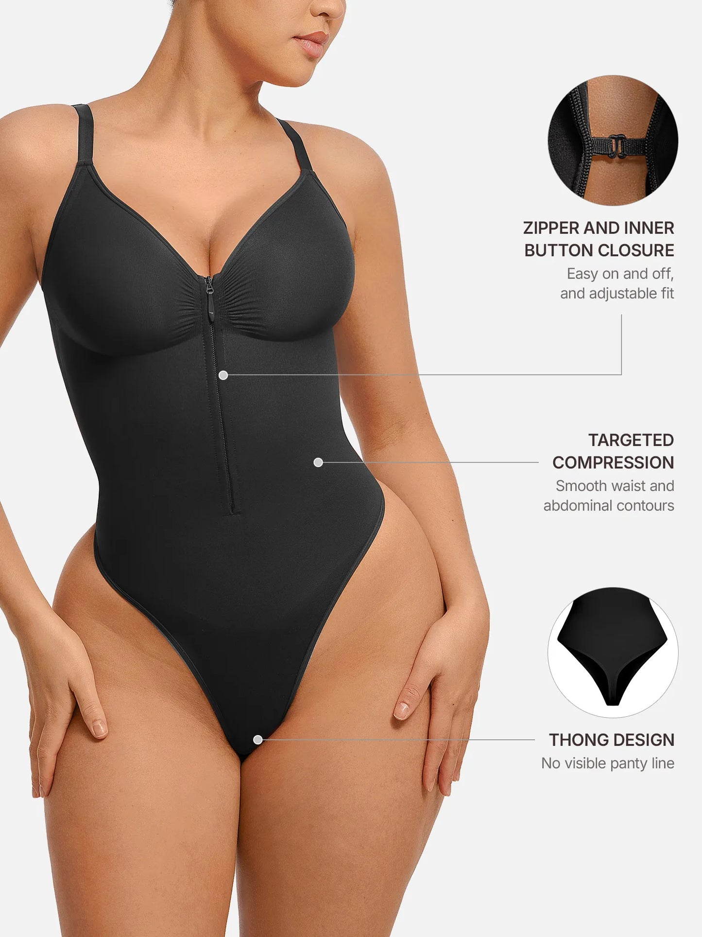 Willluxe Tummy Control Seamless Zipper Shaping Bodysuit