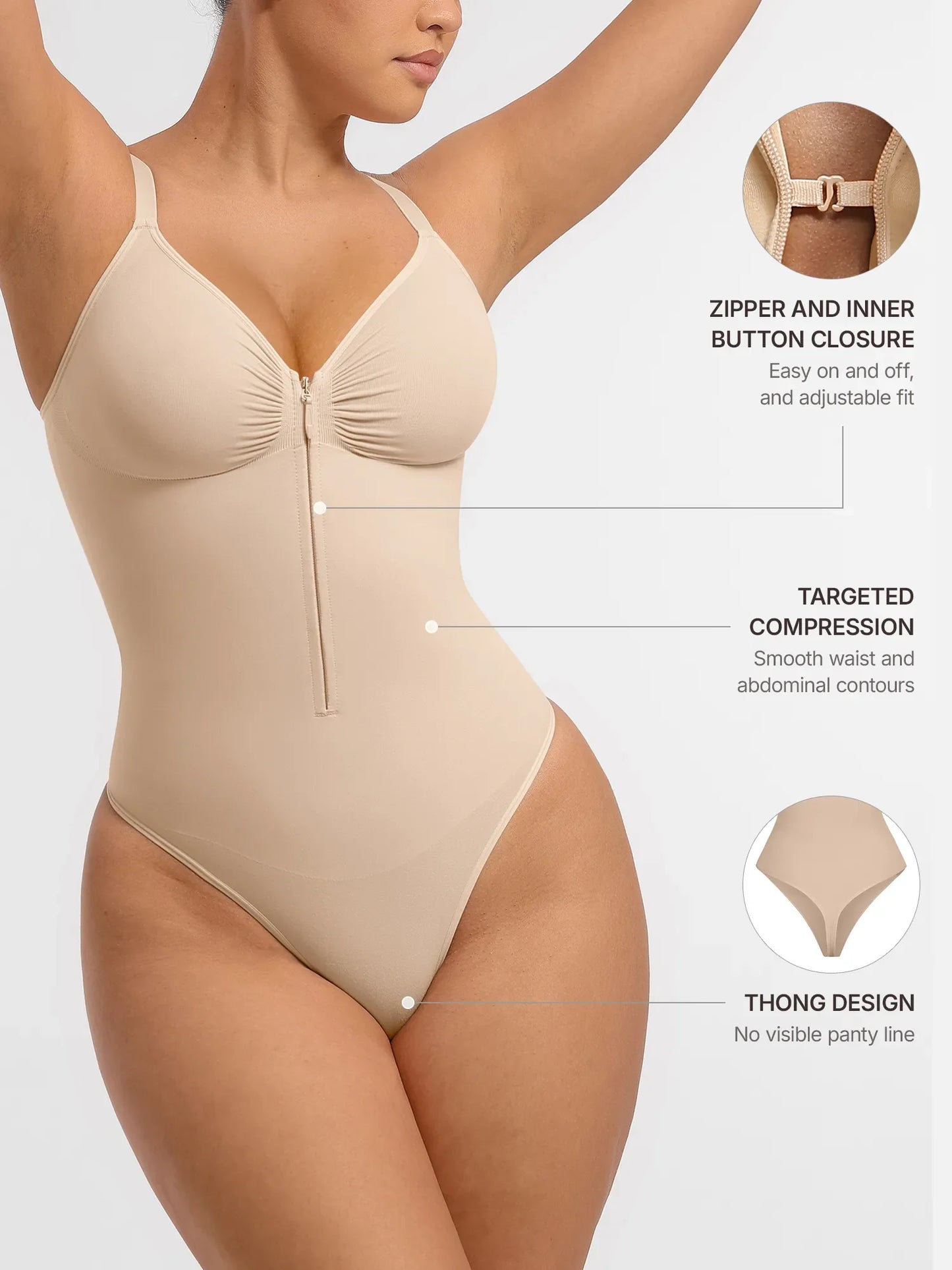 Willluxe Tummy Control Seamless Zipper Shaping Bodysuit [BOGO]