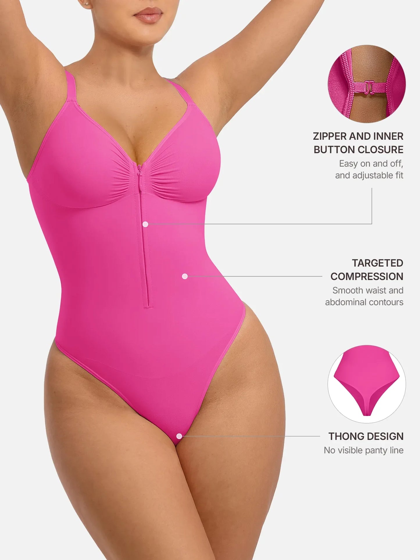 Willluxe Tummy Control Seamless Zipper Shaping Bodysuit