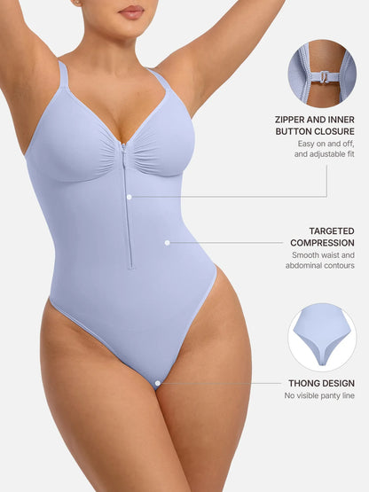 Willluxe Seamless Tummy Control Zipper Sculpt and Support Bodysuit