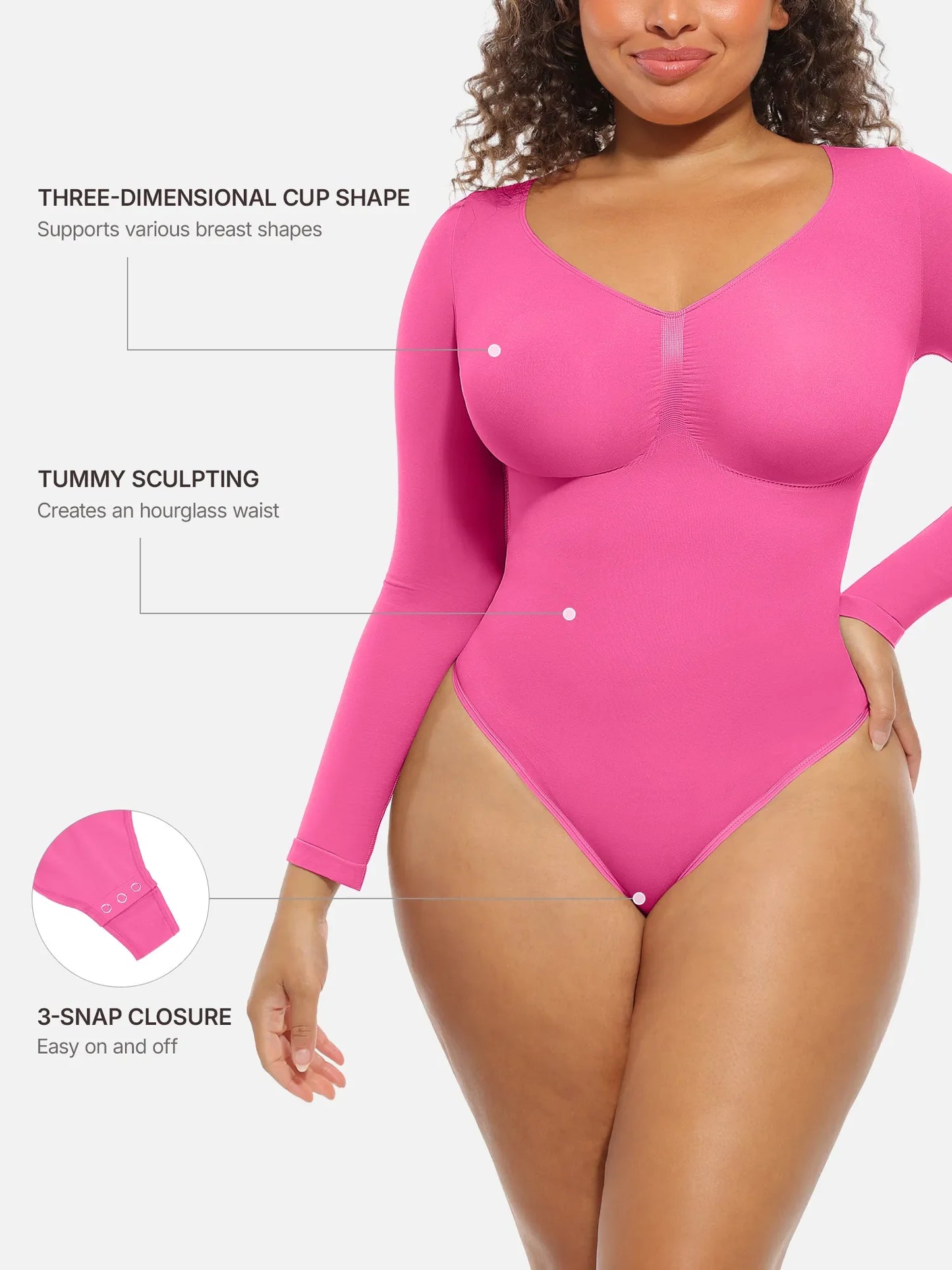Willluxe Seamless Supportive Long Sleeve Tummy Control Bodysuit