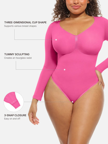 Willluxe Seamless Supportive Long Sleeve Tummy Control Bodysuit