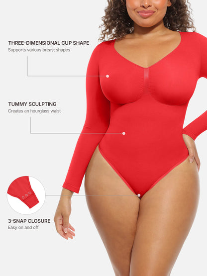 Willluxe Seamless Supportive Long Sleeve Tummy Control Bodysuit