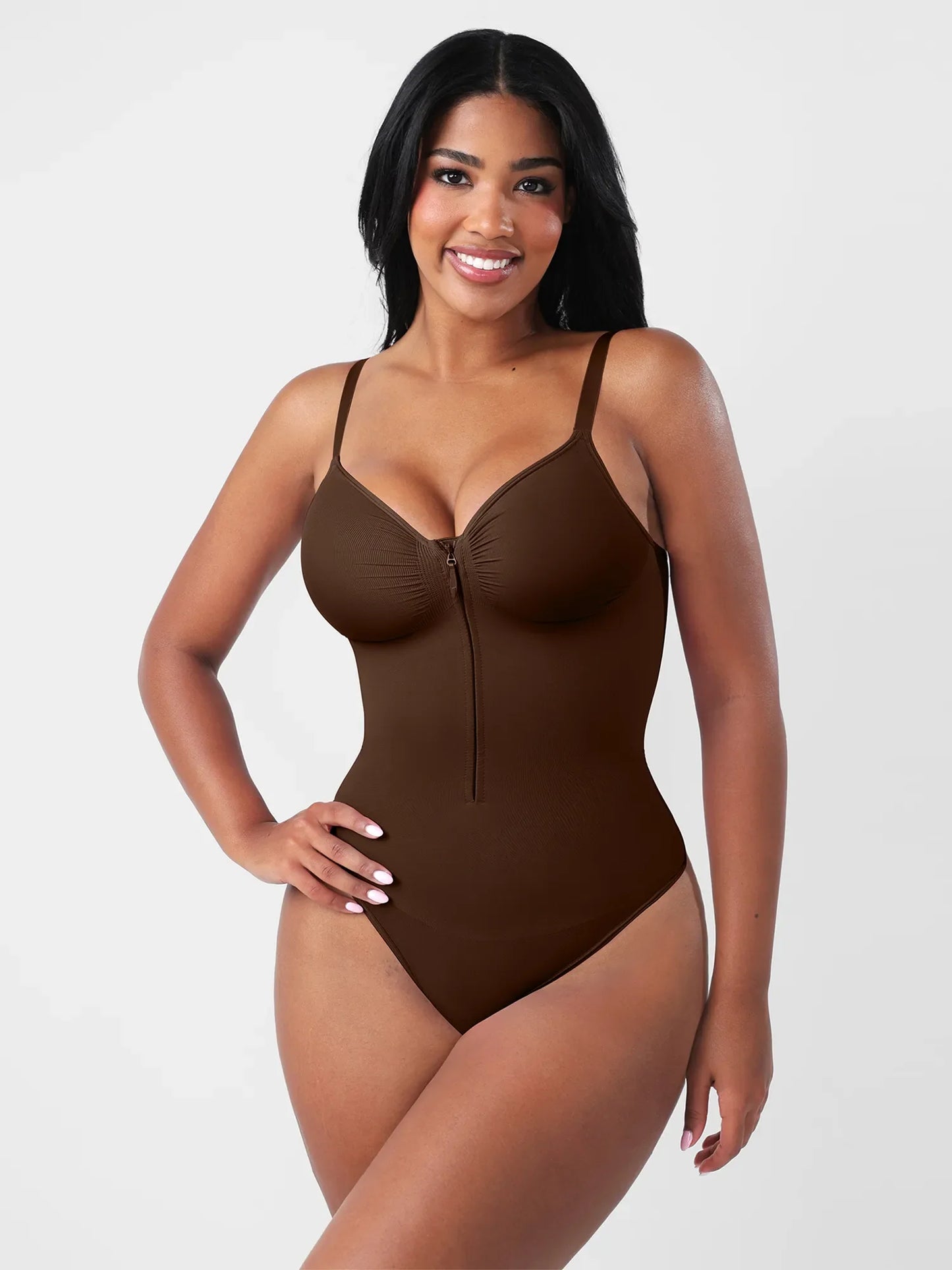 Willluxe Seamless Tummy Control Zipper Sculpt and Support Bodysuit