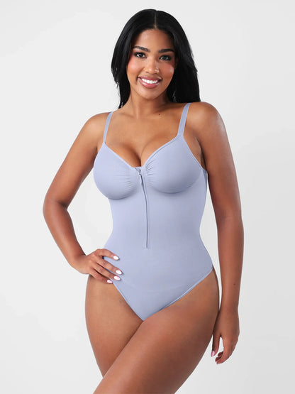 Willluxe Seamless Tummy Control Zipper Sculpt and Support Bodysuit