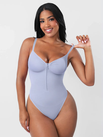 Willluxe Seamless Tummy Control Zipper Sculpt and Support Bodysuit