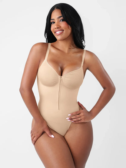 Willluxe Seamless Tummy Control Zipper Sculpt and Support Bodysuit