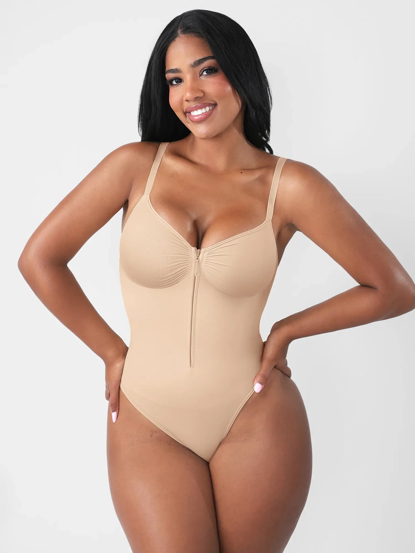 Willluxe Seamless Tummy Control Zipper Sculpt and Support Bodysuit