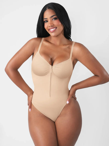 Willluxe Seamless Tummy Control Zipper Sculpt and Support Bodysuit