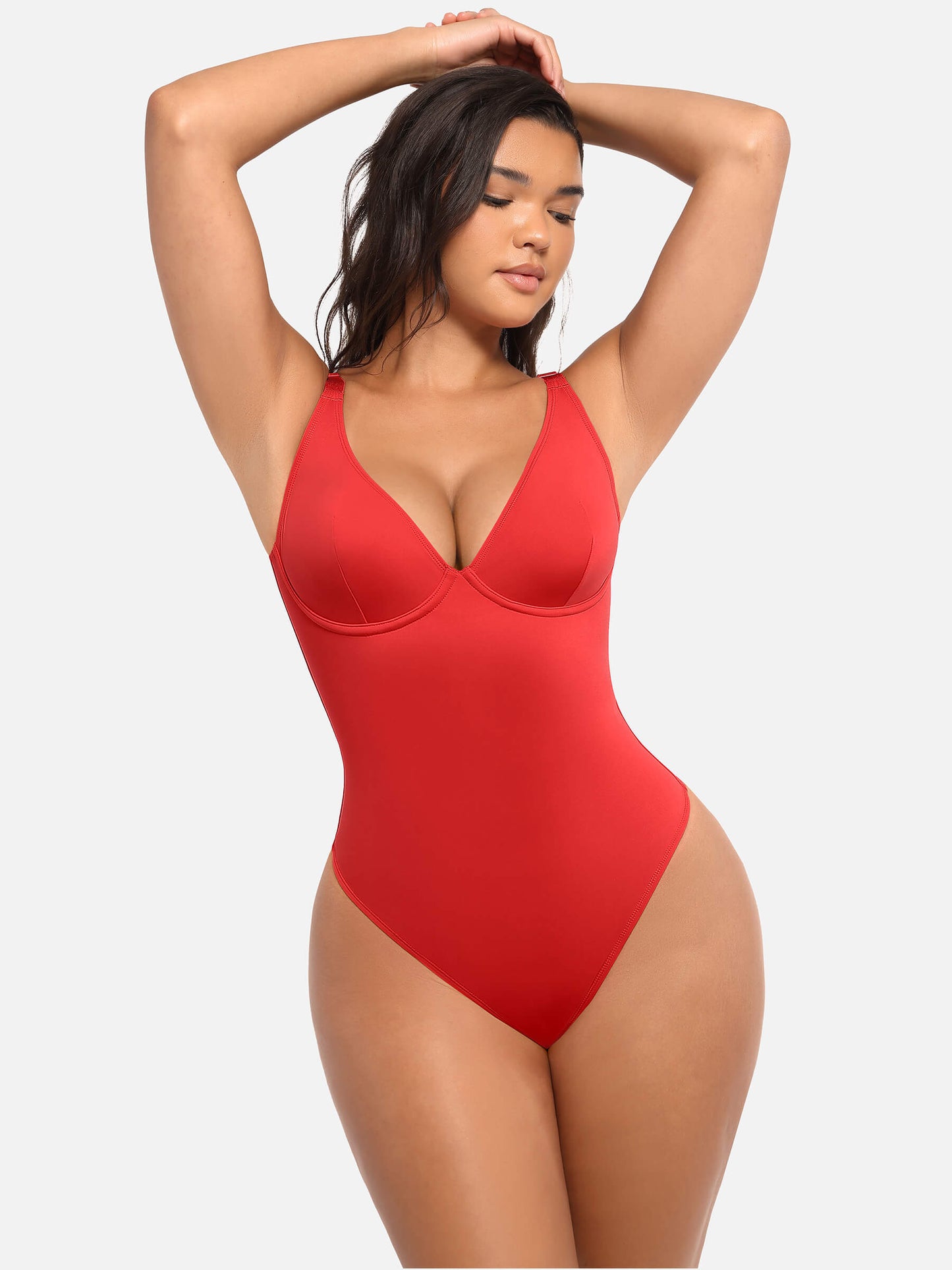 Willluxe 2-Pack Deep V Neck Tummy Control Shapewear Bodysuit Bundle