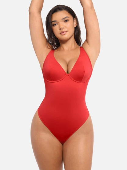 Willluxe V Neck Tummy Control Bodysuit