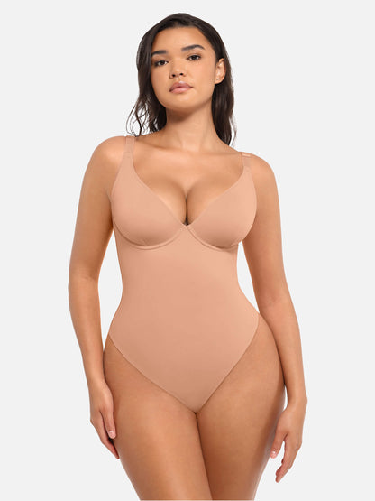 Willluxe Deep V Neck Tummy Control Shapewear Bodysuit