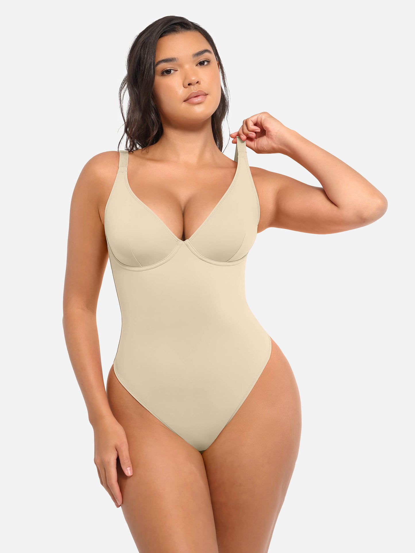 Willluxe Deep V Neck Tummy Control Shapewear Bodysuit