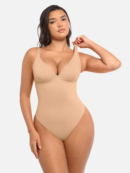 Willluxe Deep V Neck Tummy Control Shapewear Bodysuit
